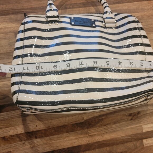 Kate Spade ♠️ Wellesley Stripe Alessa Striped Patent Leather Satchel/Crossbody - Picture 17 of 17